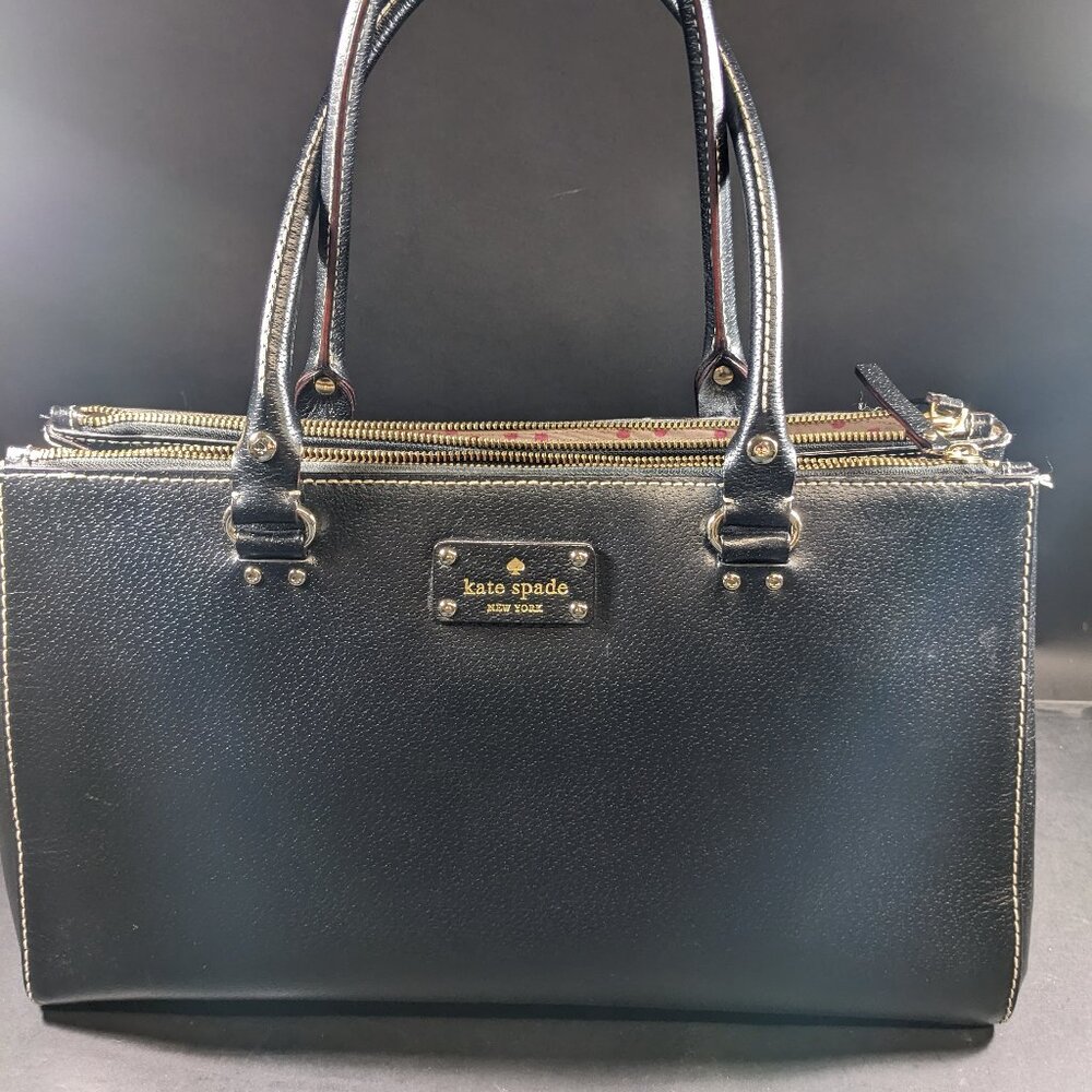 Kate Spade Black Leather Tote Handbag